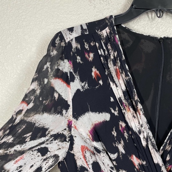 AllSaints 8 Lizia Wing Studded Asymmetrical Rocker Shift Dress Black Long Sleeve - Picture 7 of 12